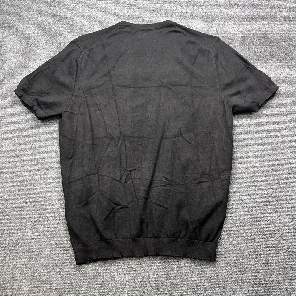 Porter & Ash Viscose Blend Knit Minimalist Black Short Sleeve Sweater